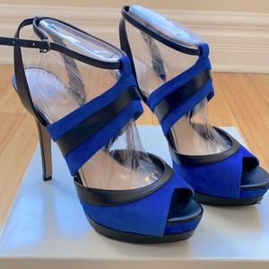 Jessica Simpson cobalt blue/black suede heels